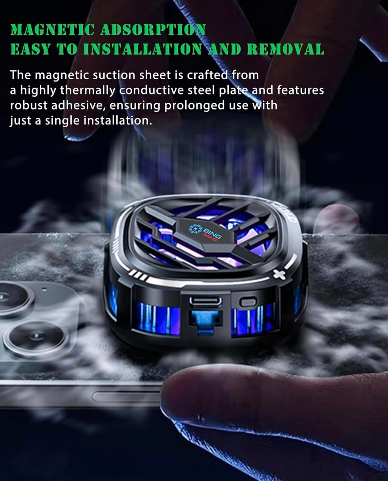 Magnetic Phone Cooler RGB Fan with Semi-Conductor Chip for iOS & Andriod
