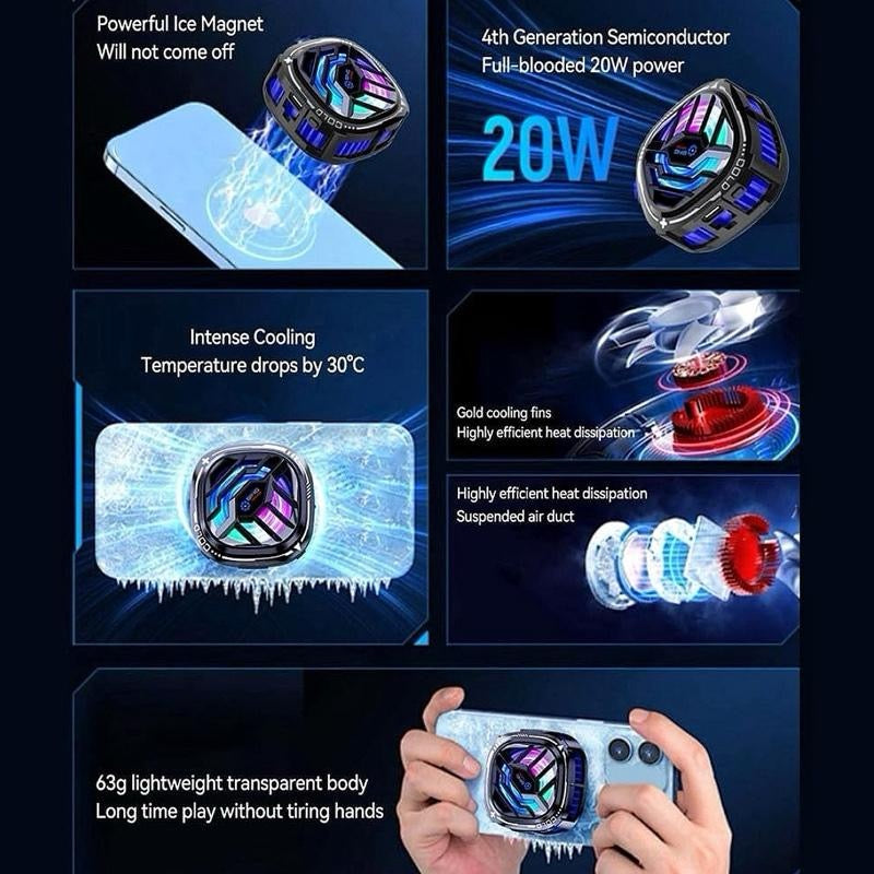Magnetic Phone Cooler RGB Fan with Semi-Conductor Chip for iOS & Andriod